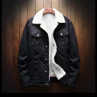 Blouson en jean pour homme style vintage, simple boutonnage, enduit, avec fourrure de mouton, réversible, motif brodé, grande taille 6XL, hiver