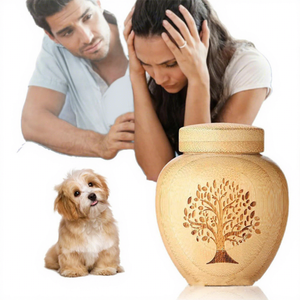 Wooden Pet Ash Urn Pet Funeral Supplies <strong>Tree</strong> of Life Cat and Dog <strong>Coffin</strong> Solid Wood Covered Ash Container - Product Image 2