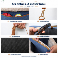 Siège de voiture pour chien, siège surélevé pour animaux de compagnie, lit de voyage avec ceinture de sécurité, sangle réglable, poche de rangement, transporteur lavable pour petits chiens et chats