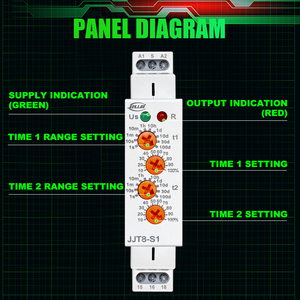 Relais temporisé multifonction JIUJI JJT8-S, minuterie à temporisation, prend en charge la configuration personnalisée par le <span class=keywords><strong>temps</strong></span> de base multiplié par le pourcentage - Product Image 2