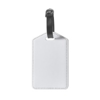 Étiquettes à bagages personnalisées vierges en cuir PU et toile, sublimation, devant blanc, dos noir, design créatif, cadeau promotionnel, voyage
