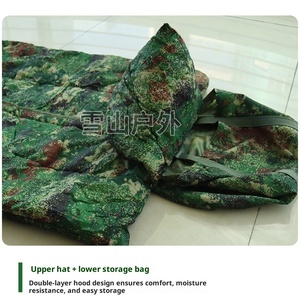<span class=keywords><strong>Sac</strong></span> de <span class=keywords><strong>couchage</strong></span> chaud de style manteau, camouflage vert <span class=keywords><strong>militaire</strong></span>, avec rembourrage en coton PP et fil de polyester, pour le camping en plein air et les missions. - Product Image 3