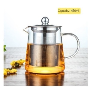 Bouilloire sifflante en verre borosilicate résistant à la chaleur, double paroi, design moderne, portable, écologique, pour thé en vrac - Product Image 1