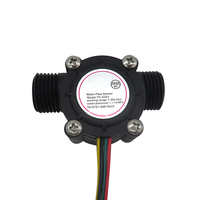 Capteur de débit d'eau électrique 1/2 pouce avec détection de température DN15, débitmètre à turbine à capteur Hall, 4 fils, sortie NPN DC3.5-24V