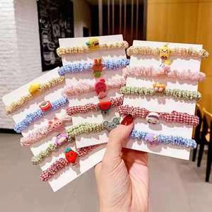 Coleteros de Tela con Dibujos Animados Estilo Coreano, con Cuentas de Goma Suave, Accesorios Casuales para el Cabello, Colores Variados, Hechos a Mano - Product Image 1