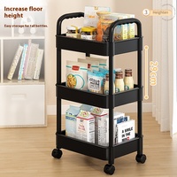 Chariot utilitaire roulant en plastique avec poignée, chariot multifonctionnel pour bureau, salon, cuisine, organisateur de rangement mobile en plastique PP