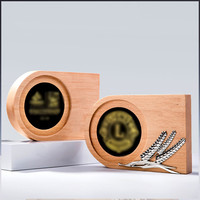 Plaques de récompense personnalisées en bois, trophées en forme d'épis de blé, plaques en verre cristal, coupes-trophées en bois