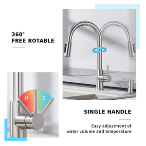 modern luxury Matte Black 304 Stainless Steel Single Handle Pull Out Black Kitchen purifier Faucet - Product Image 2