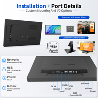 Pantalla Publicitaria Android de 21.5 Pulgadas para Montaje en Pared con Resolución de 1920*1080 para Información en Pasillos, Directorio de Edificios y Medios de Comunicación en Interiores
