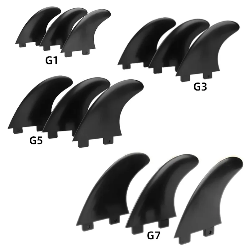 Tri Fins Set Double Tabs Plastic G1G3G5G7 3PCS/SETS Surfboard FCS Fin with Black Accessories