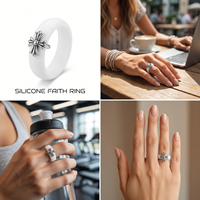 Bague en silicone finition premium, anneau croix en acier inoxydable, bijou de foi, bague tendance pour hommes et femmes avec logo et couleur personnalisables