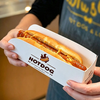 Caja de cartón personalizada con forma de barco para hot dogs, gofres y hamburguesas, con tapas, para comida rápida
