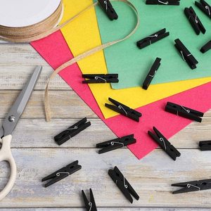 Mini <span class=keywords><strong>pinces</strong></span> <span class=keywords><strong>à</strong></span> <span class=keywords><strong>linge</strong></span> en bois naturel, épingles robuste, noires, pour Photo, artisanat école, décoration diy, bricolage, 10 pièces - Product Image 6