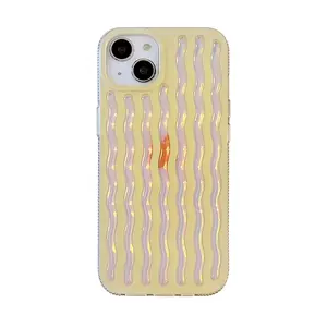 iPhone 15奢华女士3D激光渐变彩色透明保险杠手机壳