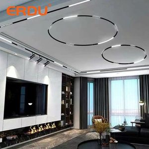 <span class=keywords><strong>Rail</strong></span> de lumière LED <span class=keywords><strong>magnétique</strong></span> intelligent noir ERDU, forme ronde, boîtier en aluminium, éclairage intérieur - Product Image 1