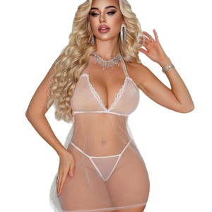 Nuova Camicia da Notte Estiva in Stile Europeo e Americano, in Rete di Poliestere Trasparente, Sexy, Senza Maniche, Lingerie Erotica per Adulti, Modello Frontale per Donne - Product Image 1