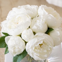 Bouquet de pivoines blanches miniatures personnalisées en soie, ensemble de fleurs artificielles pour mariage, hôtel, restaurant, fourniture de projets