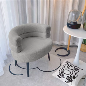 Chaise d'appoint moderne en tissu pelucheux Fauteuil de salon monoplace de forme ronde pour chambre à coucher Coin lecture Décoration intérieure - Product Image 2