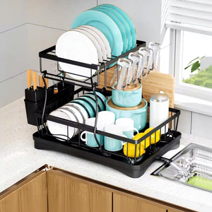 Égouttoir à vaisselle en acier au carbone pour comptoir d'évier, support de rangement durable pour couverts, bols et tubes - Product Image 2