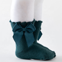 Chaussettes en coton tricotées antidérapantes respirantes personnalisées de haute qualité pour enfants, motif dessin animé, décontractées, automne, avec nœud, écologiques