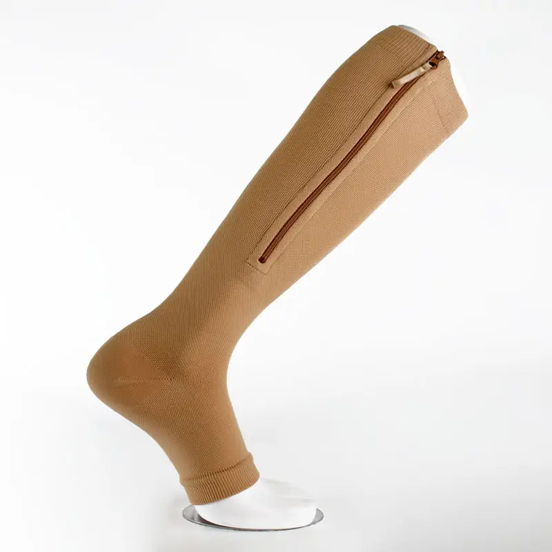 Closed Toe Dây Kéo 20-30 MmHg Nén Vớ Y Tế Suy Tĩnh Mạch Phụ Nữ Đàn Ông Unisex Đầu Gối Cao Chân Rộng Calf Stocking