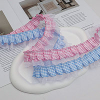 Ruban plissé multicolore en organza à carreaux gingham avec volants pour la confection de robes, vêtements et projets de bricolage (vente en gros)