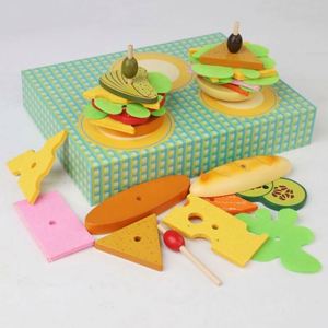 Jouets en bois pour empiler les sandwichs, cadeau de Noël ou d'anniversaire pour les tout-petits, jeu de cuisine d'imitation, ensemble de restauration rapide - Product Image 2