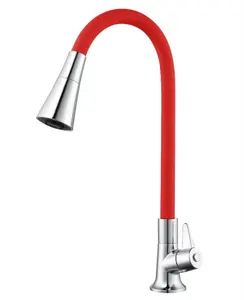 High Quality ABS Body Red Rubber Pipe Spout Kitchen Plastic Faucet