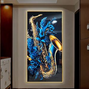 Affiches murales en porcelaine LED avec impressions HD personnalisées en usine, images de roses et instruments de musique, décoration intérieure, peinture abstraite - Product Image 1