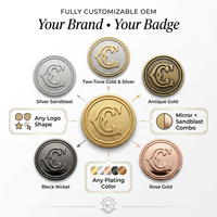 Badge personnalisé en métal plaqué or avec logo sablé |   Fabricant de broches et épinglettes personnalisées pour souvenirs d'entreprise