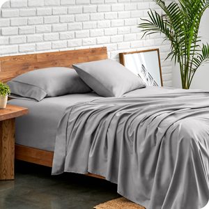 Light Grey Luxury Ultra-Soft Microfiber <strong>Double</strong> Brushed <strong>Deep</strong> Pockets <strong>Sheets</strong> Easy <strong>Fit</strong> 4 Piece Pillowcase Home Queen Bed <strong>Sheet</strong> Set - Product Image 1