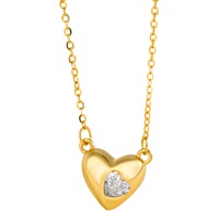 Vente en gros de mode personnalisée en argent 925 haut de gamme plaqué or en forme de cœur avec zircon collier de bijouterie fine pour femmes