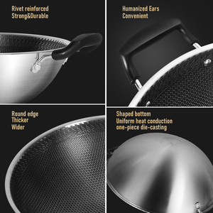 Chảo xào inox 304 KENGQ chống dính tổ ong 45cm dùng cho bếp gas - Product Image 5