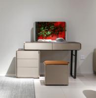 Commode de Chambre à Coucher et Tabouret de Maquillage de Style Moderne Haut de Gamme avec Miroir Debout Réglable et Tabouret de Rangement