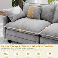 Canapé modulaire en L F&J Home en tissu chenille, assise profonde moderne, avec coussins décoratifs et ottoman mobile pour salon
