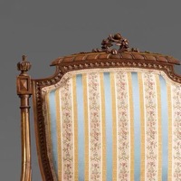 Fauteuil simple en bois massif sculpté de style français, couleur antique, pour salon, salle à manger, appartement, villa