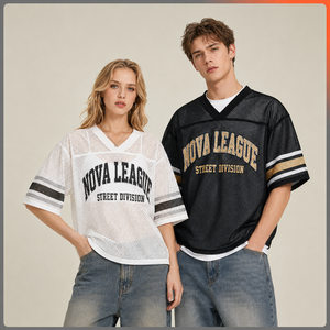 Custom Oversized Football Jersey T-shirt Vintage Wash Graphic Tee Boxy Streetwear Custom <b>Logo</b> Men T Shirt - Product Image 2