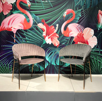 Chaise de luxe en velours français, tissu rose moderne, bleu, vert, gris, or