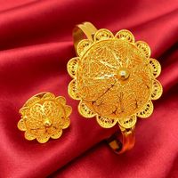 Parure de bijoux six pièces pour mariée africaine du Moyen-Orient : collier, boucles d'oreilles, bague, bracelet, épingle à cheveux et chaîne de tête – Fabriqué en Chine