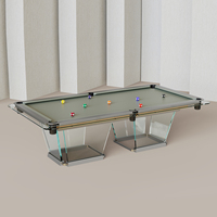 Table de billard en verre trempé irrégulier de luxe léger, table de billard en acrylique transparent, dimensions : 6/7/8/9 pieds