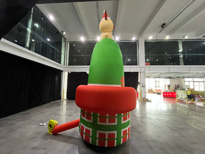 Porte d'entrée gonflable imperméable avec décorations Père Noël, bonhomme de neige et rennes, pour décoration de Noël en extérieur - Product Image 3