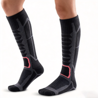 Chaussettes de ski en laine mérinos lourde pour hommes avec logo personnalisé, chaussettes de sport d'extérieur tricotées, hauteur genou, séchage rapide, vente en gros OEM