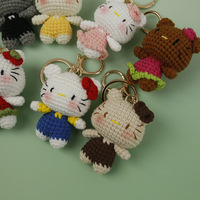 Nouveau porte-clés miniature chat tissé à la main en fil crocheté, pendentif chat Dopamine mignon pour sac