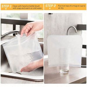 Sacs de congélation réutilisables en silicone transparent de haute qualité, écologiques, thermoscellables, sous vide, pour aliments de cuisine - Product Image 5