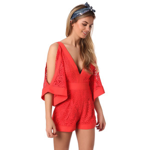 Tutina in pizzo arancione con dettagli a spalle scoperte - Product Image 2