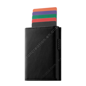 กระเป๋าสตางค์ RFID ป้องกันการโจรกรรม ทำจากอะลูมิเนียมและหนัง - กระเป๋าใส่บัตรบางเฉียบแบบเลื่อนอัตโนมัติสำหรับบัตรเครดิต เหมาะสำหรับการเดินทางและการทำงาน - Product Image 2