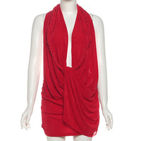 STOCK Deux couleurs, robe mini plissée pour femme, décolleté plongeant en V profond, dos nu, vêtements de boutique, tailles S-L