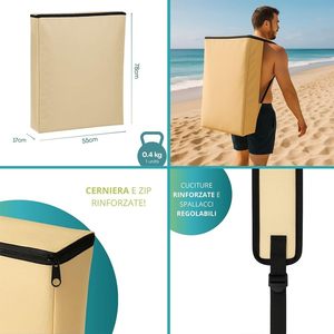 Folding Sun Lounger With <b>Canopy</b> 180x55x62 Cm Portable Outdoor Beach Chair With Carrying Bag - Product Image 3