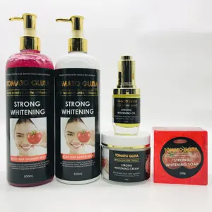 Ensemble de soins de la peau Tomato <span class=keywords><strong>Gluta</strong></span>, <span class=keywords><strong>Gluta</strong></span> Terminal White + Vitamine <span class=keywords><strong>C</strong></span>, crème éclaircissante pour le visage, savon, lotion pour le corps, sérum, gel douche - Product Image 1