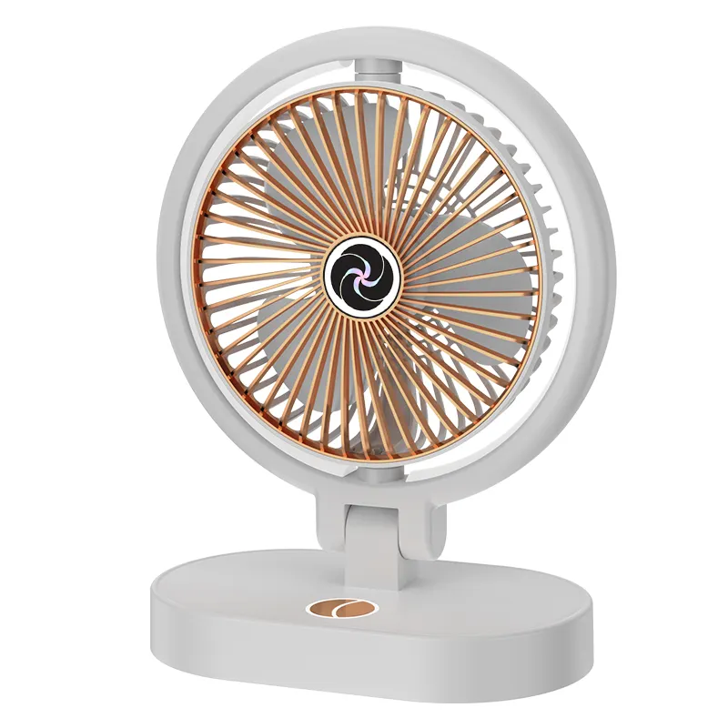 Gloednieuwe Usb Power Voetstuk Desktop Oplaadbare Draagbare Mini Smart Elektrische Draaibare Led Licht Ventilator Voor Huishouden Of Buitenshuis